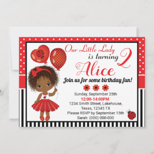 Anniversaire Ladybug Invitation avec Petite Fille
