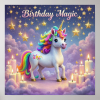 Anniversaire Magie poster Whimsical licorn enfants