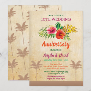 Anniversaire Mariage Aloha Invitation Vintage trop