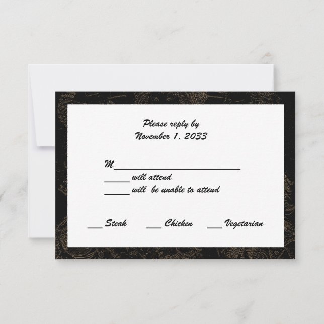 Anniversaire Mariage d'or Cartes RSVP Noir avec Or (Dos)
