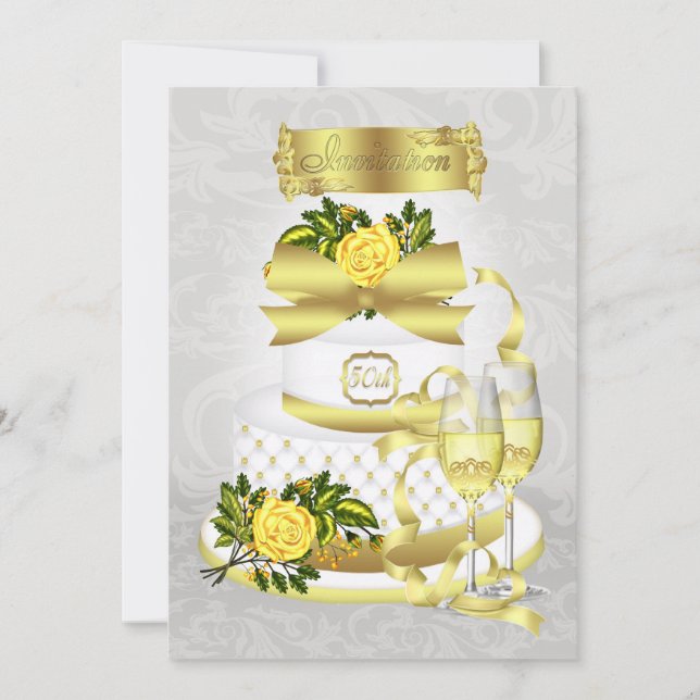 Anniversaire Mariage d'or Invitation Papiers (Devant)