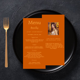 Anniversaire Menu orange parties scintillant photo