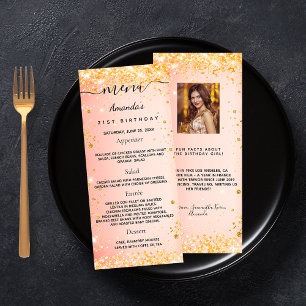 Anniversaire Menu orange parties scintillant photo