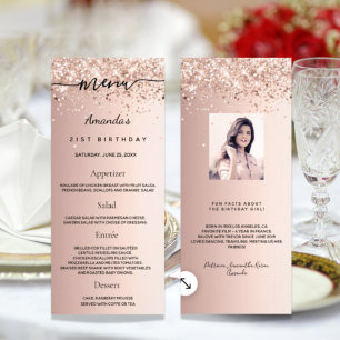 Anniversaire Menu rose or parties scintillant phot
