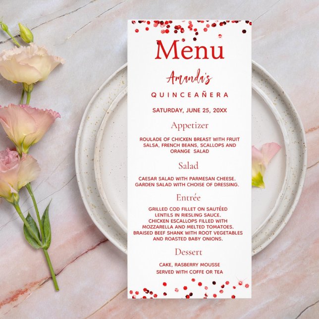 Anniversaire Menu rouge blanc photo faits amusants (Créateur téléchargé)