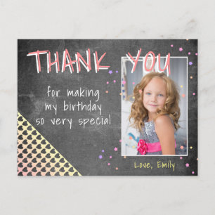 Anniversaire Merci Carte photo Coeur et étoiles Fi