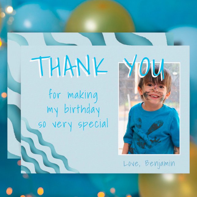 Anniversaire Merci Carte photo pour Boys Waves (Créateur téléchargé)