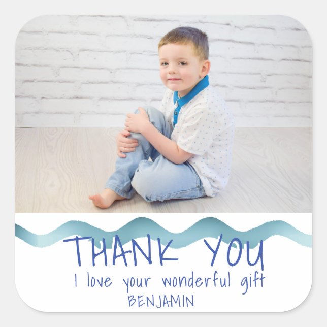 Anniversaire Merci Enfants Photo Sticker Garçon (Devant)