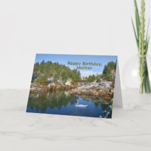 Anniversaire, Mère, Lac de Montagne, Swan, Carte