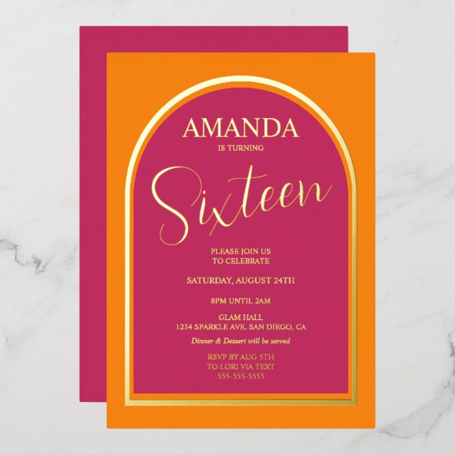 Anniversaire moderne pour tout âge Invitation (Recto/Verso)
