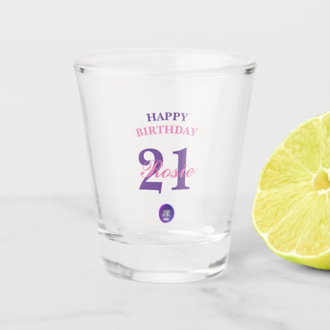 Anniversaire Personnalisé Numéro et nom Verre de t (Devant)