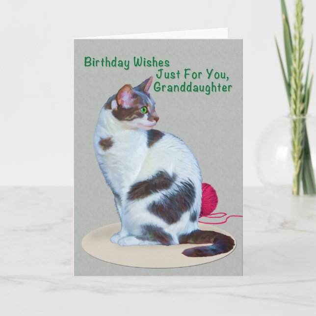 Anniversaire, Petite-fille, Carte Chat aux yeux ve (Devant)