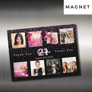 Anniversaire photo collage noir carte de remerciem