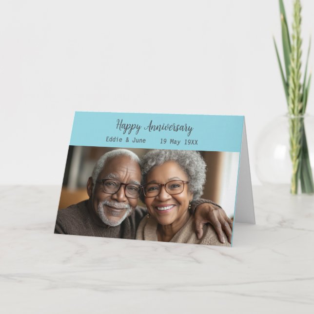 Anniversaire Photo Plier Anniversaire Carte Bleu c (Devant)