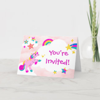 Anniversaire Pink Unicorn Invitation