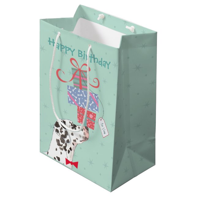 Anniversaire présente Dalmatien moyen sac cadeau (Devant Angle)