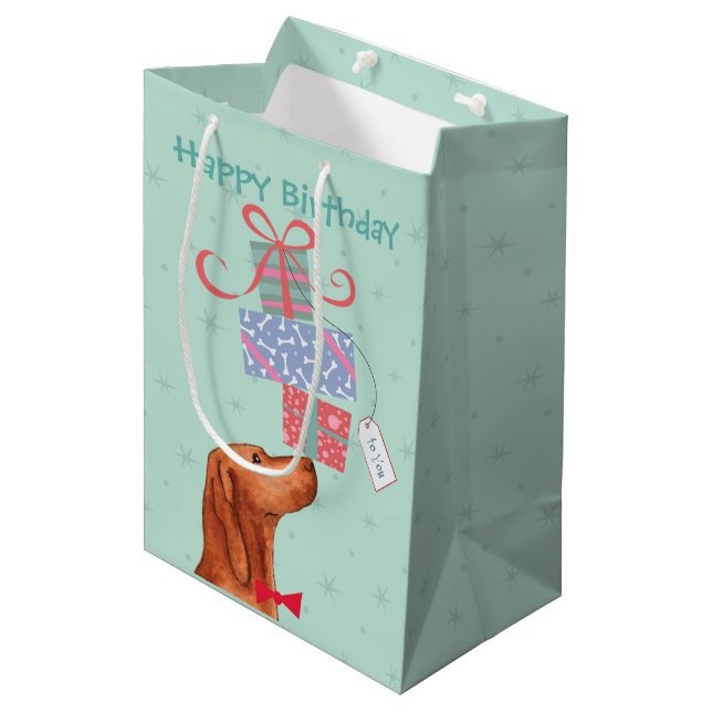 Anniversaire présente Vizsla Medium Cadeau Sac cad (Devant Angle)