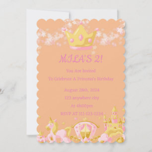 ANNIVERSAIRE PRINCESS INVITATION PEACH COULEUR