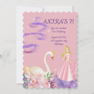 ANNIVERSAIRE PRINCESS INVITATION PEACH COULEUR