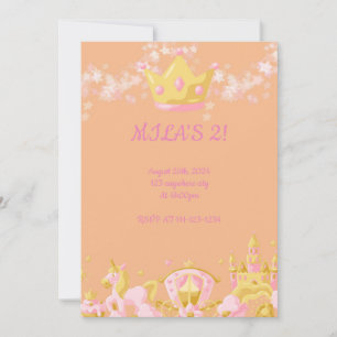 ANNIVERSAIRE PRINCESS INVITATION PEACH COULEUR