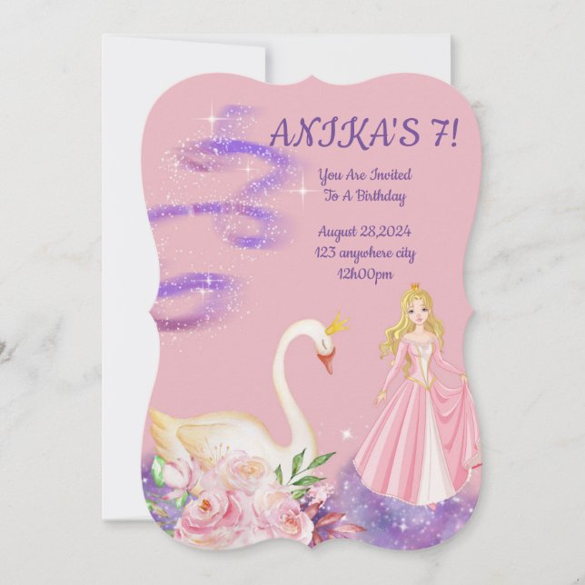 ANNIVERSAIRE PRINCESS INVITATION PEACH COULEUR (Devant)
