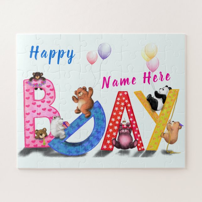 Anniversaire Puzzle Cadeaux Baby Bear Party Nom pe (Horizontal)
