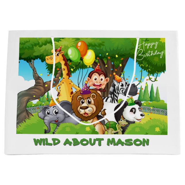 Anniversaire sauvage Personnalisé Jungle thème Sac (Devant)