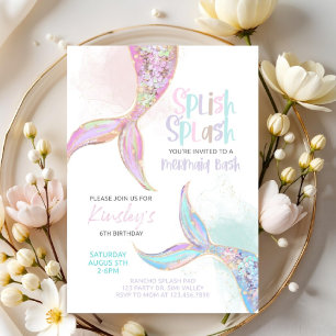 anniversaire sirène, invitation fête sirène, fille