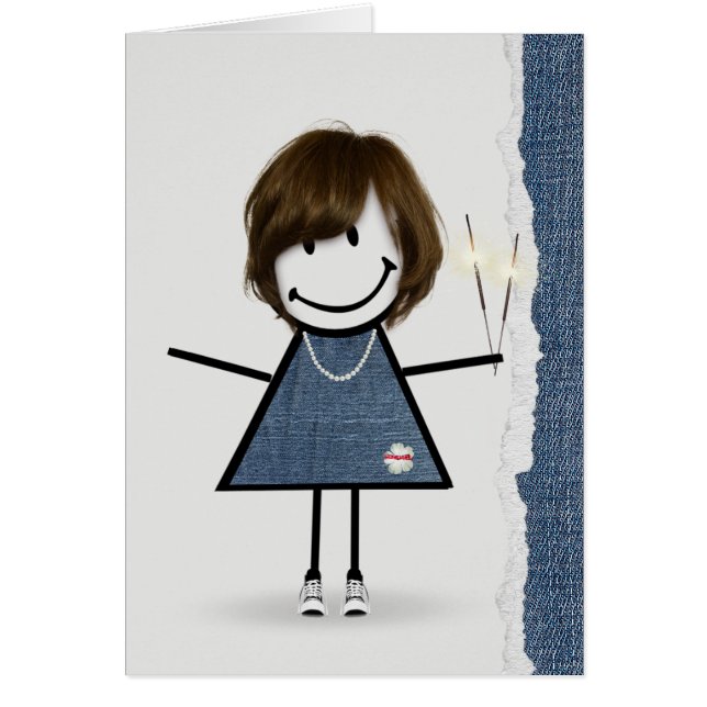 Anniversaire Stick Girl avec Sparklers (Devant)