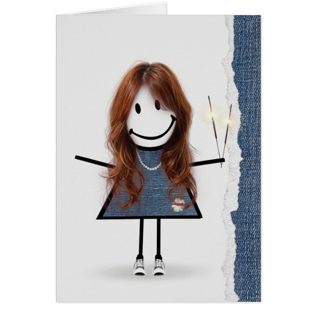 Anniversaire Stick Girl avec Sparklers (Devant)