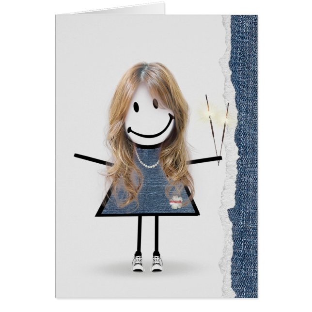 Anniversaire Stick Girl avec Sparklers (Devant)