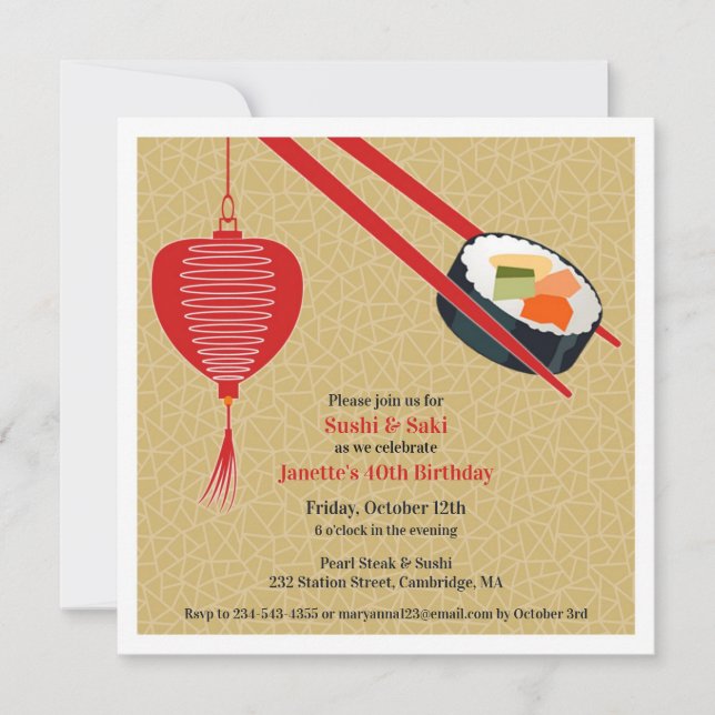 Anniversaire Sushi Party Appartement Invitation (Devant)