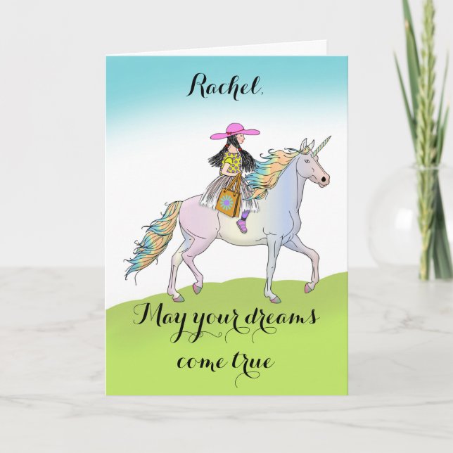Anniversaire Unicorn Aventure pour fille Carte (Devant)