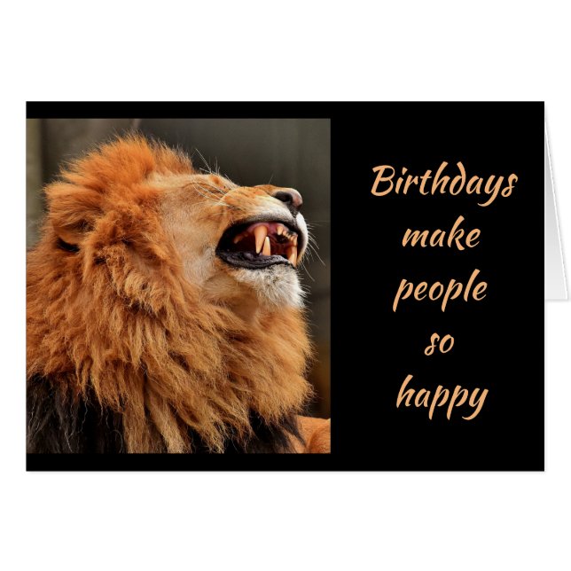Anniversaire Vieux âge rire Lion drôle Animal (Devant horizontal)