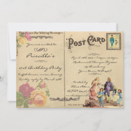 Anniversaire, vintage, ancien style de carte posta