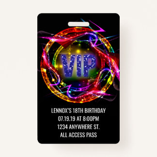 Anniversaire VIP Pass Badge Invitation