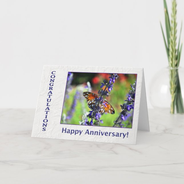 Anniversary Butterfly und Blume Karte (Vorderseite)