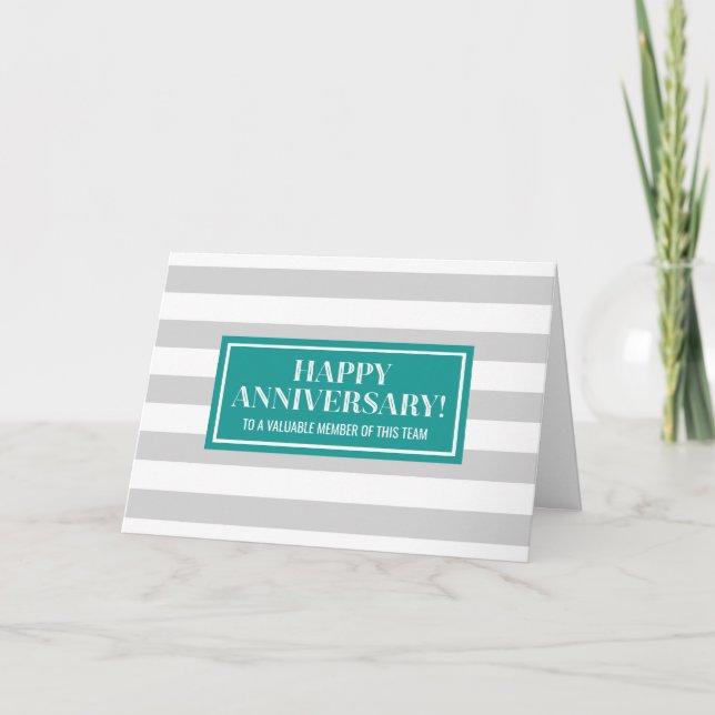 Anniversary Card für aquamarine graue Streifen Karte (Vorderseite)
