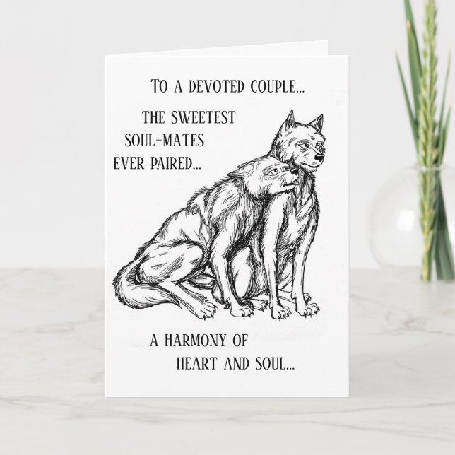 Anniversary card with Devoted Couple (wolves) Karte (Vorderseite)