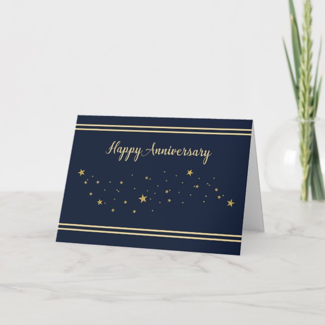 Anniversary Gold Glitzer Look Stars Karte (Vorderseite)