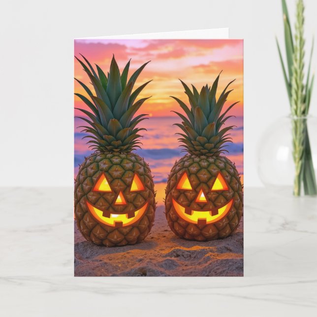Anniversary Halloween Pineapple Jack-o-lanterns Karte (Vorderseite)