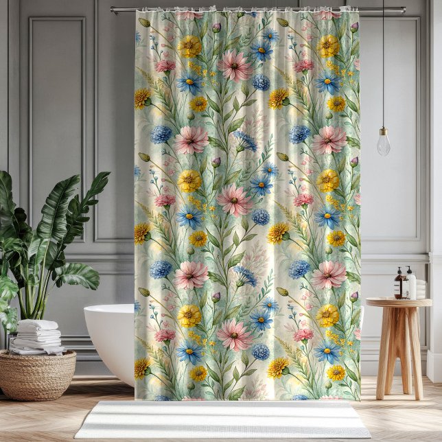 Anniversary Home Gift Pastel Wildflower Curtain Duschvorhang (Anniversary Home Gift Pastel Wildflower Curtain)