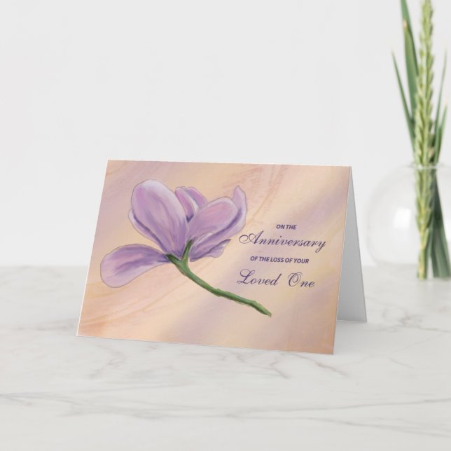 Anniversary of Loss of Loved One Single Flower Karte (Vorderseite)