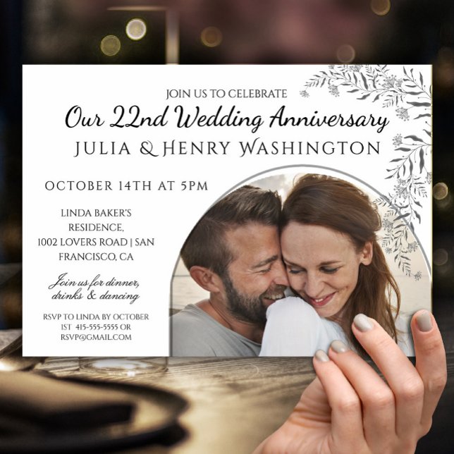 Anniversary Photo Arch Black & White Romantic Einladung (Von Creator hochgeladen)