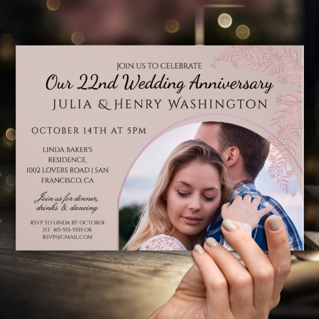 Anniversary Photo Arch Blush Romantic Einladung (Von Creator hochgeladen)