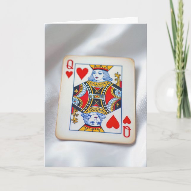 Anniversary Queen of Hearts On White Satin Fabric Karte (Vorderseite)