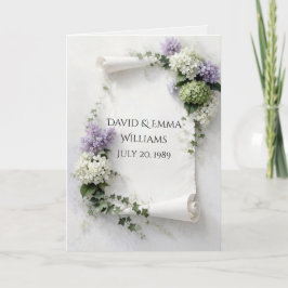 Anniversary Scroll with Lilacs and Hydrangeas  Karte