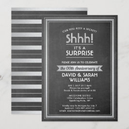 Anniversary Surprise Party Chalkboard and Silver Einladung