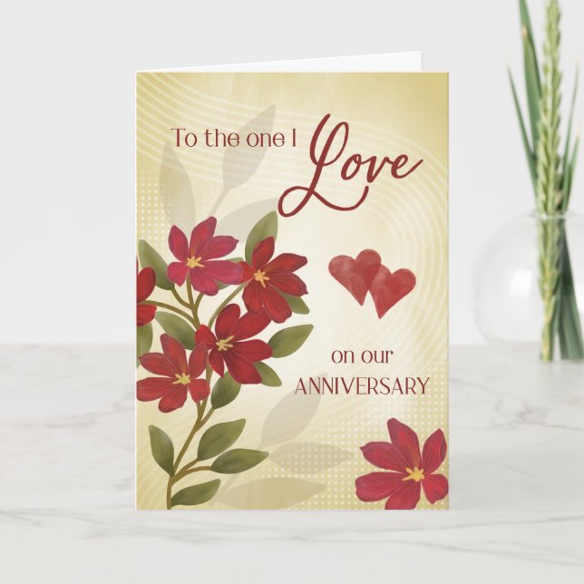 Anniversary to the one I Love Red Floral Collage  Karte (Vorderseite)