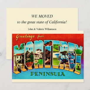 Annonce de déménagement de carte de Monterey CA